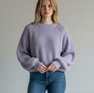 Anthropologie Balloon Sleeves Sweater In Lavander Size Medium